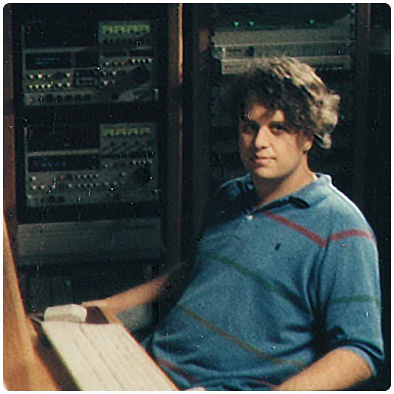 Scott Rachal in the early days of vidox at a computer.